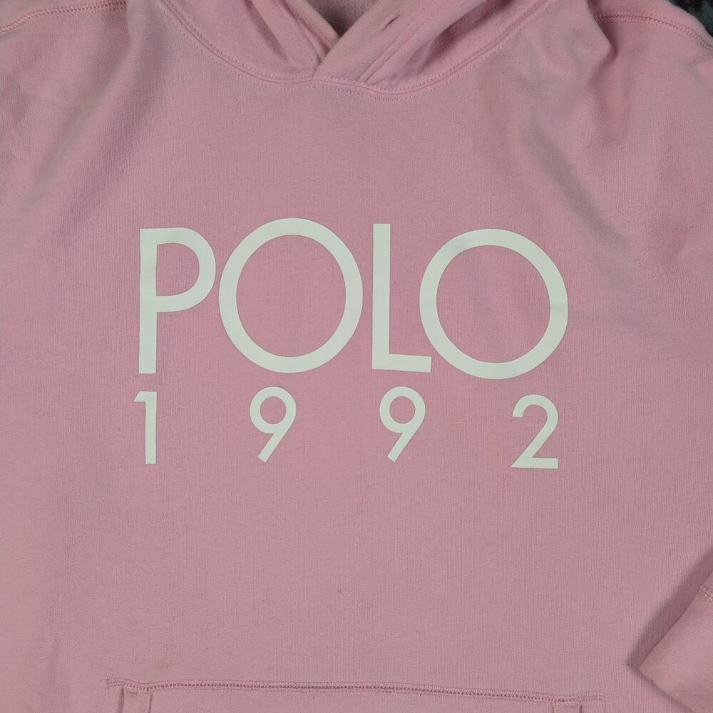 Polo Ralph Lauren Hoodie Womens XXL Pink Fleece Pullover Sweatshirt POLO 1992 - Picture 2 of 6